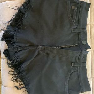 Black low rise jean cut off shorts